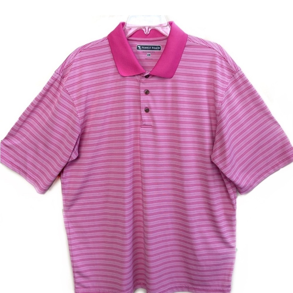 Pebble Beach Pink Striped Polo Shirt
